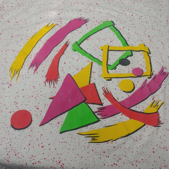 Vintage The Body Co Unisex 2XL Single Stitch T Shirt Geometric Paint Splash Pink - Picture 8 of 11